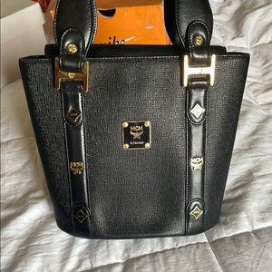 MCM Black and Gold Textured Tote